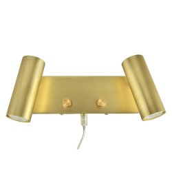 Mini Dubbel Vägglampa Borstad mässing