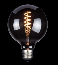 LED Lampa, Svart glas Glob 100mm E27, 3-steg, Minnesfunktion