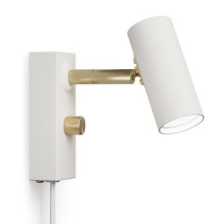 Cato Vägglampa enkel mattvit/blank mässing