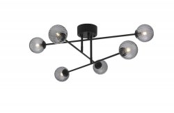 Baton Taklampa Svart/Rökfärgade glasglober