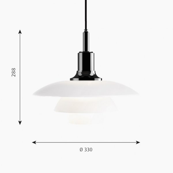 Taklampa PH 3½-3 Glas Pendel, Svart