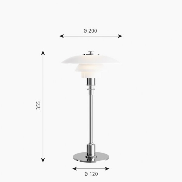 Bordlampa PH 2/1, Förkromad högglans