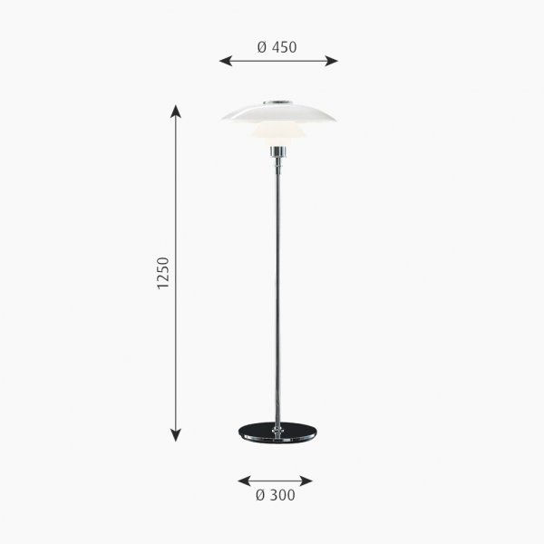 Golvlampa PH 4½-3½ Glas, Förkromad högglans