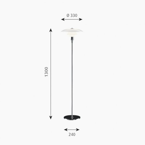 Golvlampa PH 3½-2½, Förkromad högglans