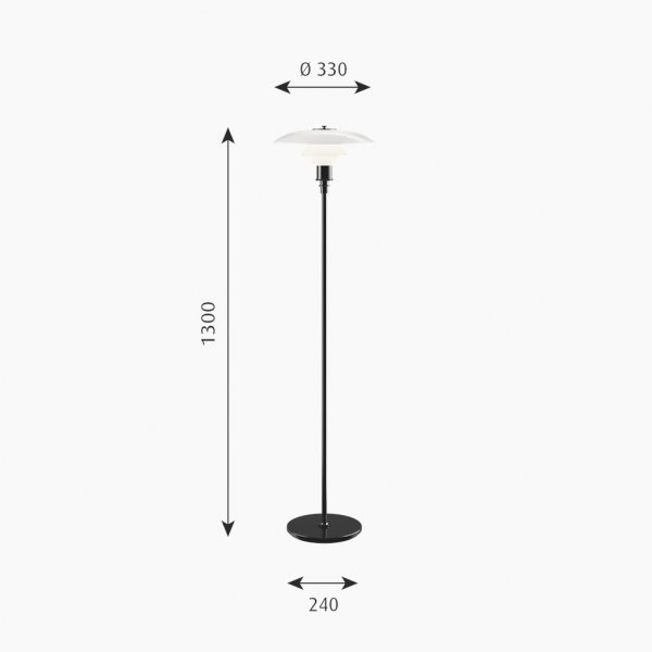 Golvlampa PH 3½-2½, Svart metalliserad