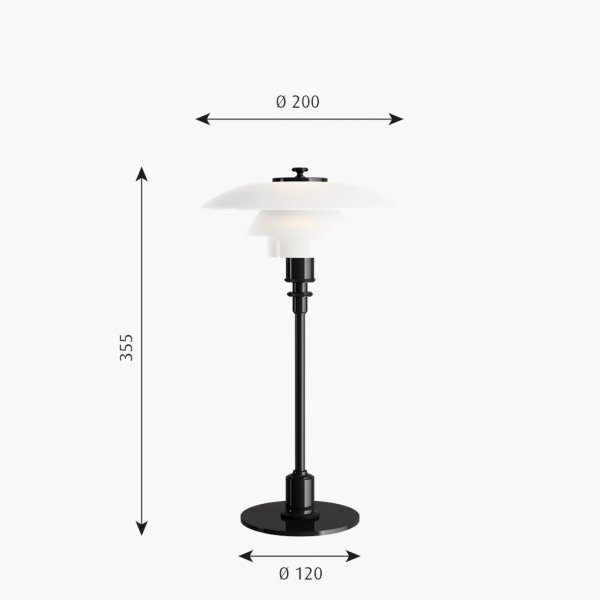 Bordlampa PH 2/1, Svart metalliserad