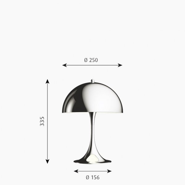 Bordlampa Panthella Mini, Förkromad högglans