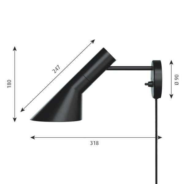 Vägglampa AJ, Svart