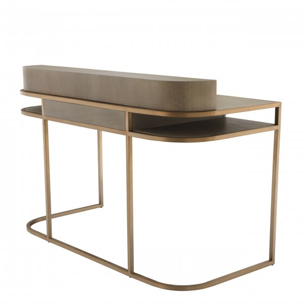 Desk Highland. Washed Oak Veneer, Brushed Brass
