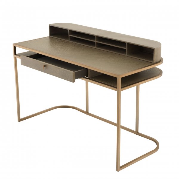 Desk Highland. Washed Oak Veneer, Brushed Brass