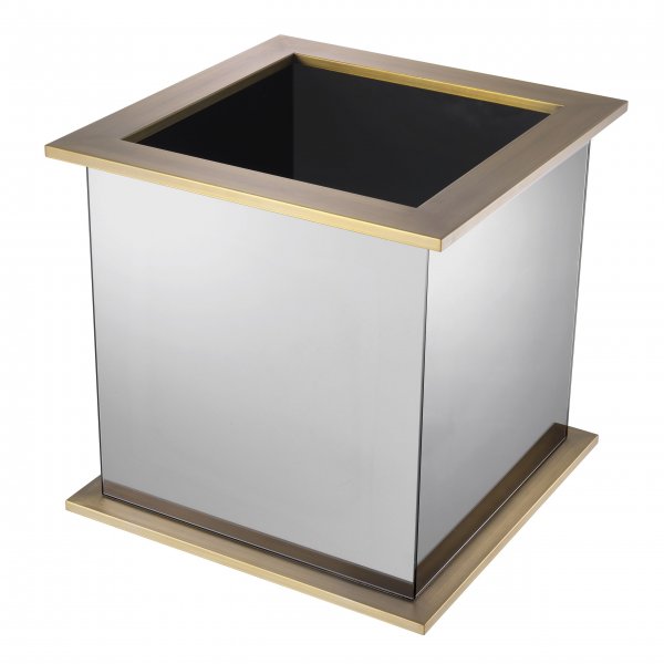Planter Moorea. Brushed Brass Finish/Smoke Mirror Glass