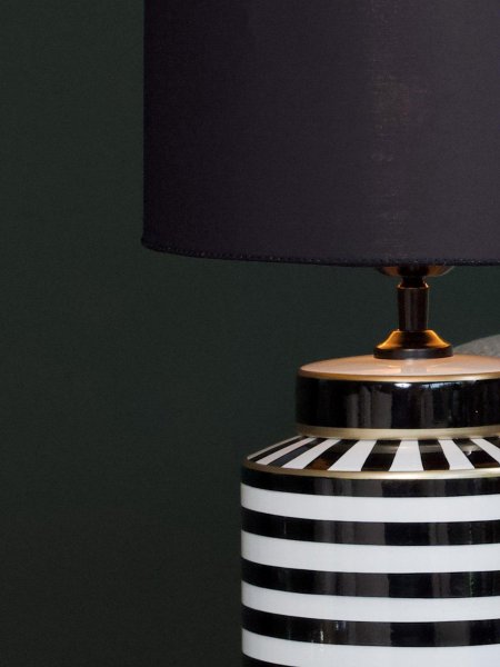 Gatsby Bordslampa Svart/Vit med svart tygskärm 