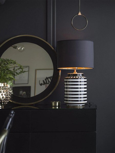 Gatsby Bordslampa Svart/Vit med svart tygskärm