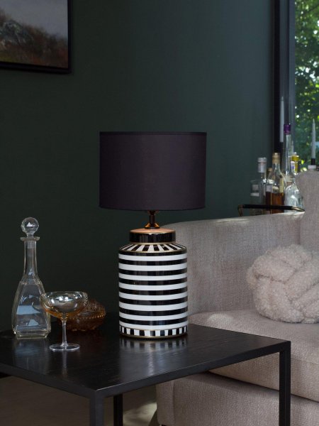 Gatsby Bordslampa Svart/Vit med svart tygskärm 