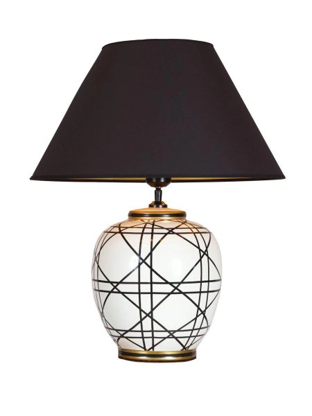 New York Bordslampa Svart/Vit med svart tygskärm