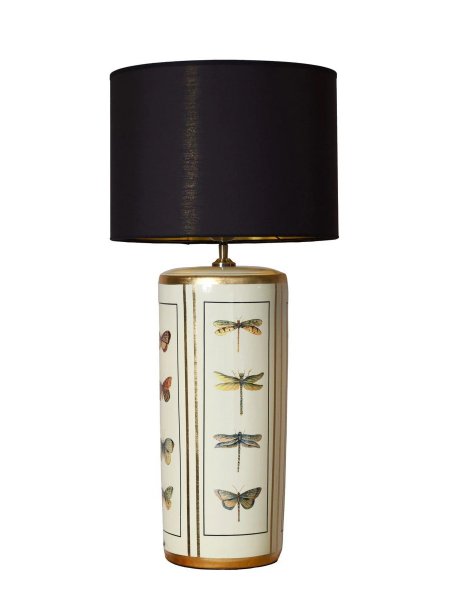 Lucca Bordslampa Beige med svart tygskärm