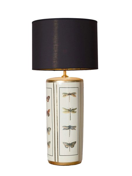 Lucca Bordslampa Beige med svart tygskärm