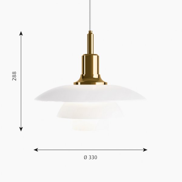 Taklampa PH 3½-3 Glas Pendel, Mässing