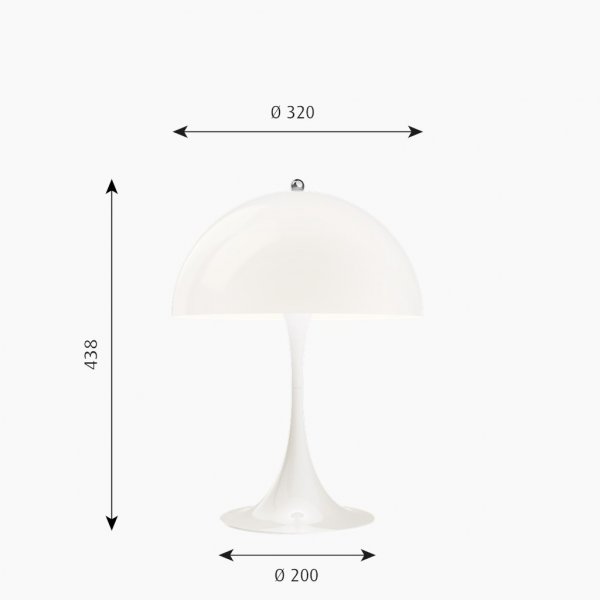 Bordlampa Panthella 320, Vit opal akryl.