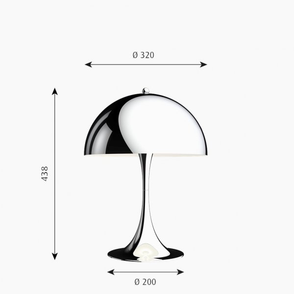 Bordlampa Panthella 320, Förkromad Högglans