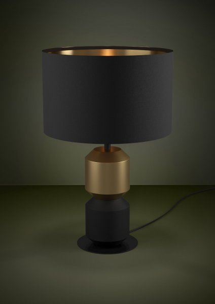Laurignano Bordslampa Svart/Guld med textilskärm