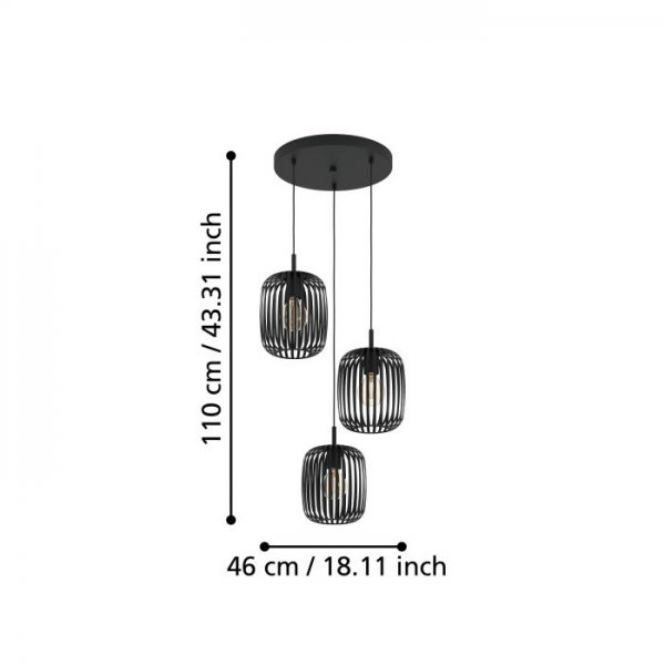 Romazzina 3:a Taklampa Svart