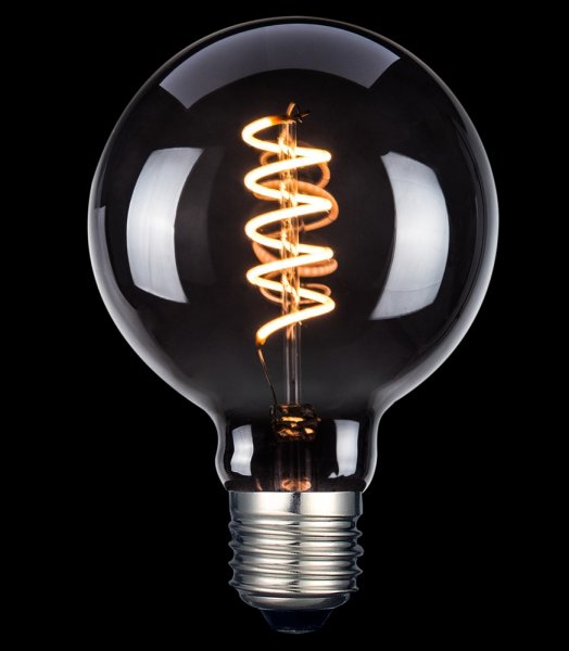 LED Lampa, Svart glas Glob 80mm E27, 3-steg, Minnesfunktion