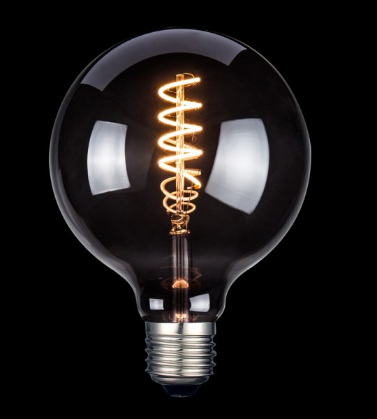 LED Lampa, Svart glas Glob 125mm E27, 3-steg, Minnesfunktion