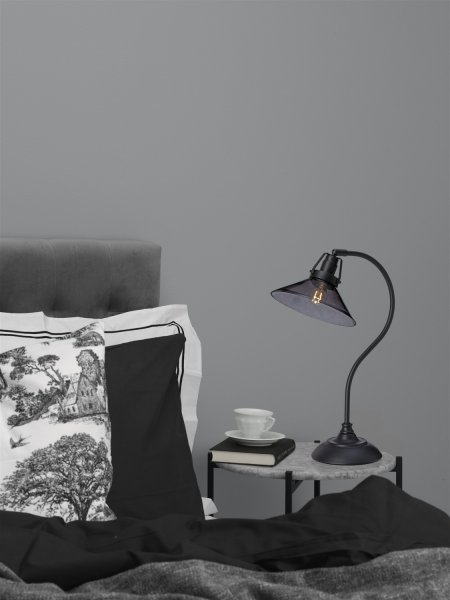 Skomakare Bordslampa Svart/Rökfärgat glas 