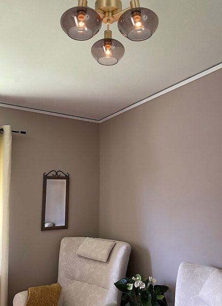 Bell 3-armad Plafond Matt Mässing/Rökgrå 