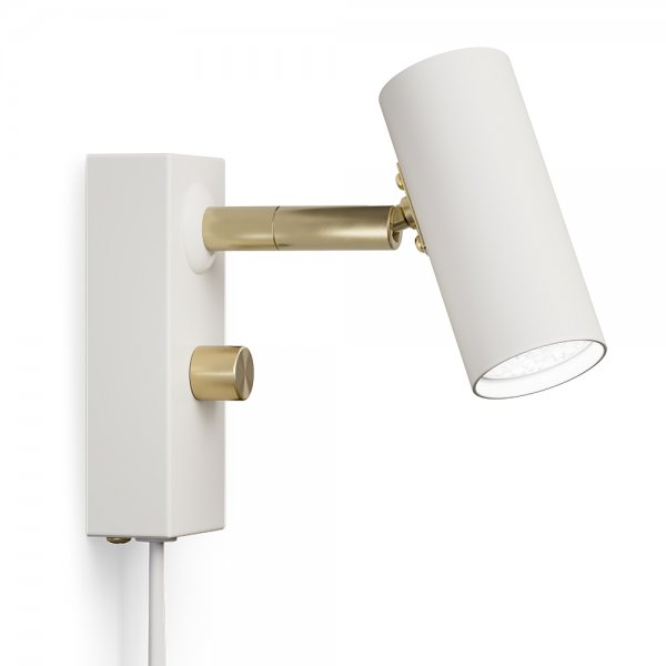 Cato Vägglampa enkel mattvit/blank mässing