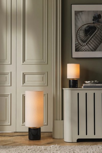 Florian 30 Golvlampa Vit bouclé/Svart