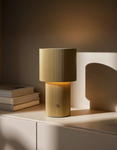 Iluma Bordslampa portabel guld på en bänk