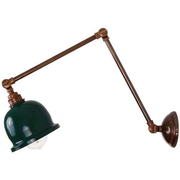 Vägglampa Nico, Antique Brass and Racing Green 