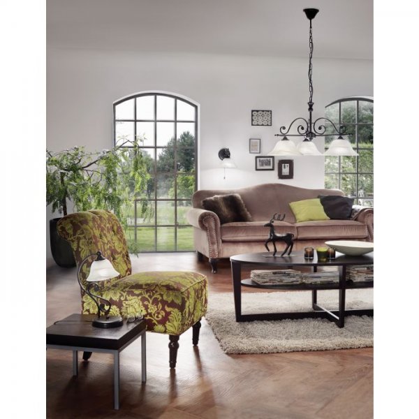 Murcia 3:a Taklampa Svart/Vit alabasterglas
